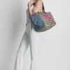 Torba shopper z logo Paloma z szydełkowanej słomy