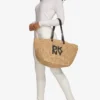 Torba shopper z logo Paloma z szydełkowanej słomy