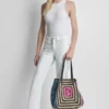 Torba shopper z logo Paloma z szydełkowanej słomy
